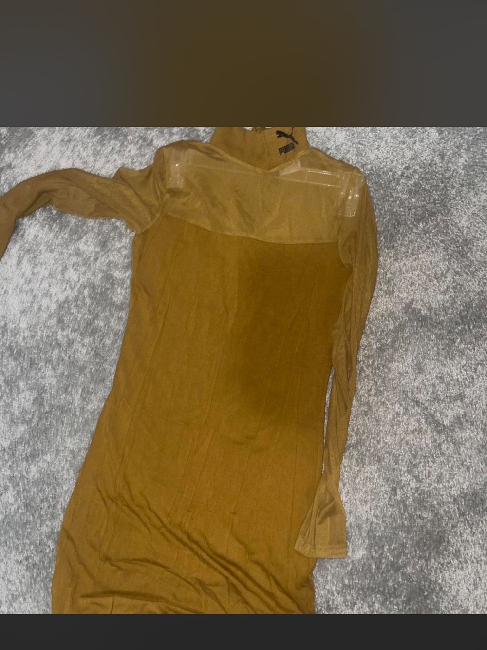 Puma Long Sleeve Mesh Yoke Dress in Mustard Brown